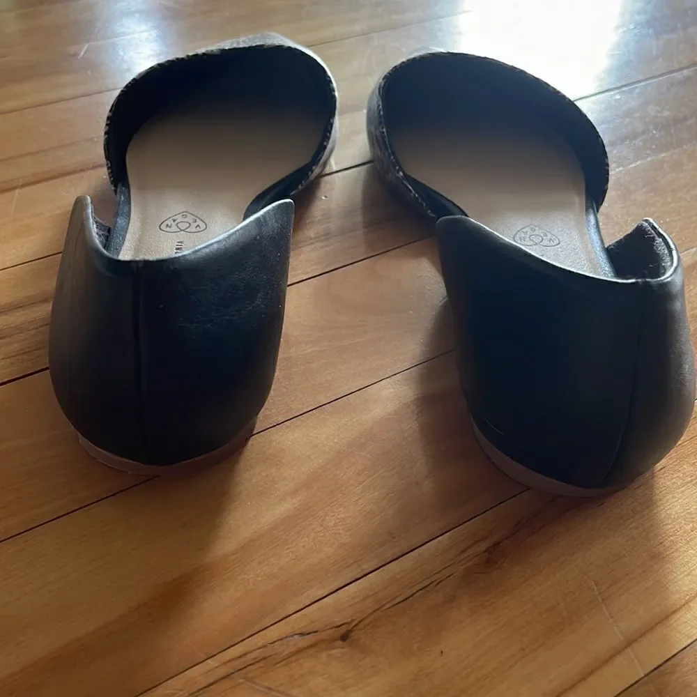 BC Born in California open side flats. Patterned front. Solid black heel. Size 8